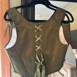 Sleek Olive Lace-Up Tank Top